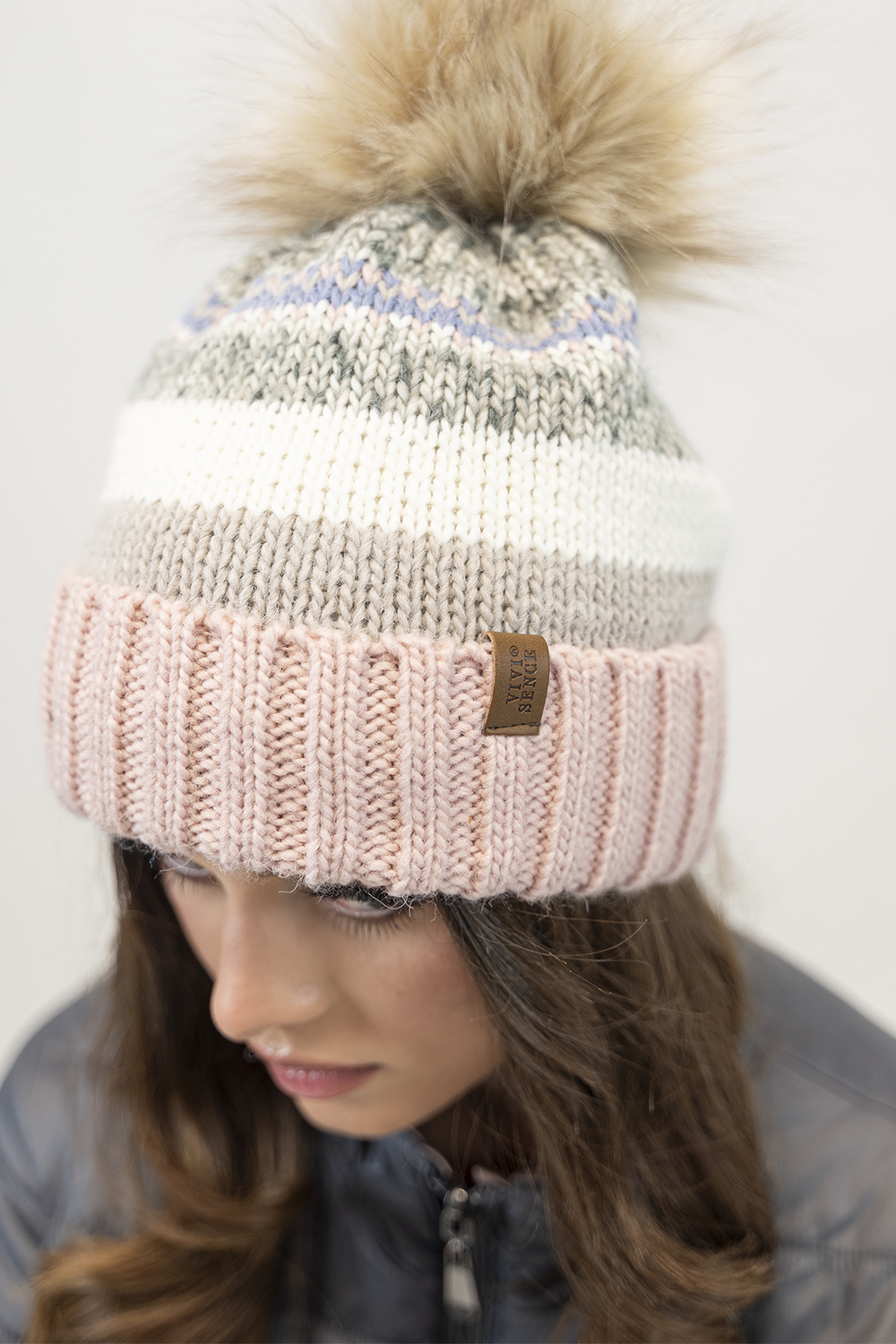 Vivisence Damen Bommelmütze Winter Bommel Wärmendem Garn Antistatischer 7099, Pink