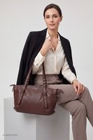 Vivisence Shoulder Bag T0045 Women Polyurethane Everyday Handbag, dark brown