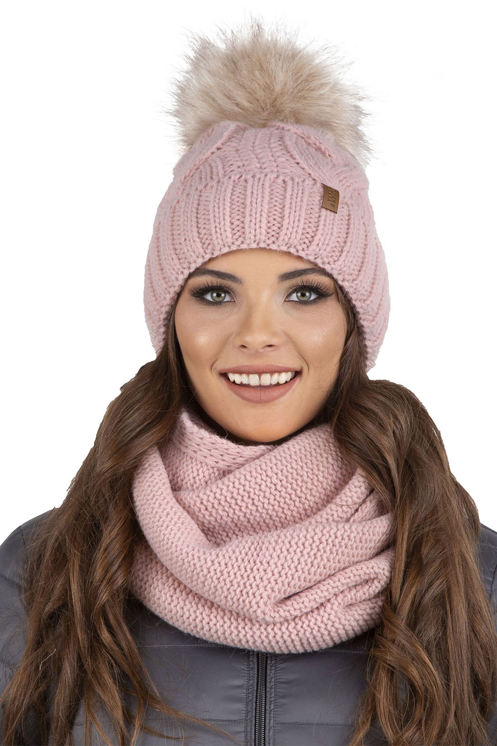 Vivisence Loop Schal Strick Zweimal Gefaltet Ideal Wärm Für Wintertage 7103, rosa