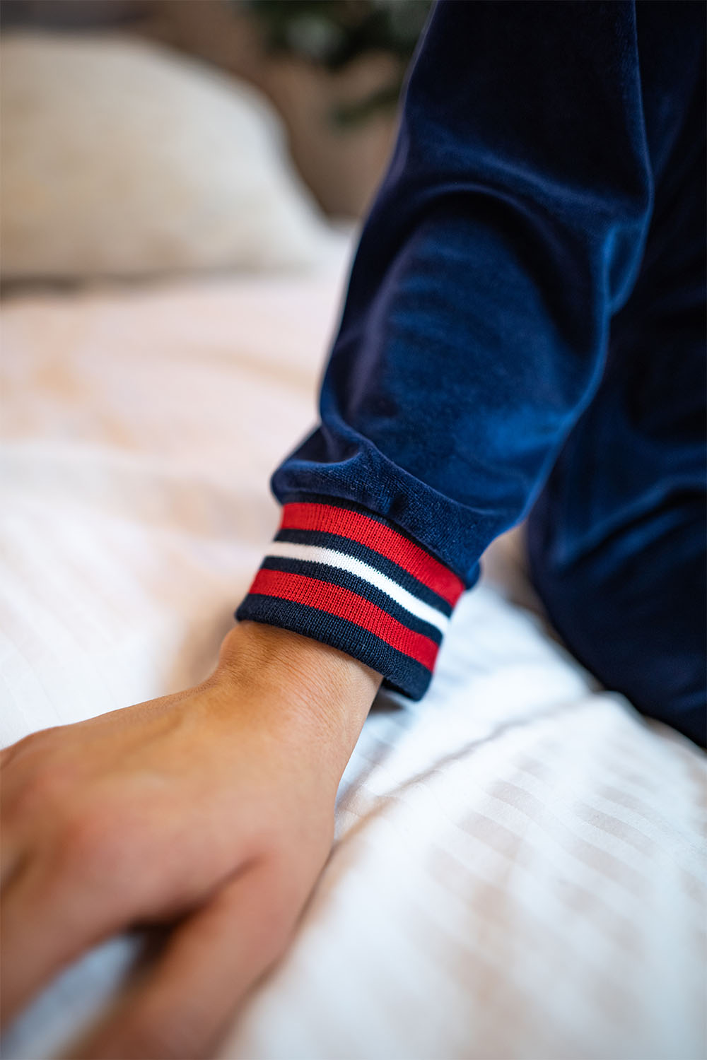 Vivisence Robe Cotton with Zipper Fastening and Cuffed Sleeves 5018, dark blue