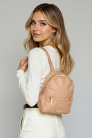 Vivisence Women's Backpack Small Size Zipped Pockets Ideal For Daily Use, beige