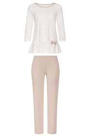 Vivisence pyjama deux pièces t-shirt et pantalon 2033, écru/beige