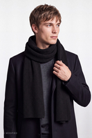 Vivisence Herren Set Mütze Schal Wolle Strick warm für Winter Alltag, schwarz