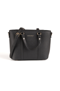 Vivisence Damen Schultertasche mit Reißverschluss Verstellbarer Riemen, Schwarz
