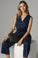 Vivisence Damen Schultertasche mit Reißverschluss Verstellbarer Riemen, Schwarz
