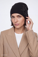 Vivisence bonnet long femme laine viscose élégant strass perles, noir