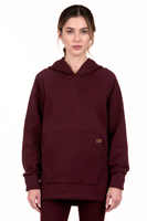 Vivisence Women Hoodie Soft Cotton Elastane Pullover Hood Everyday Comfort, maroon