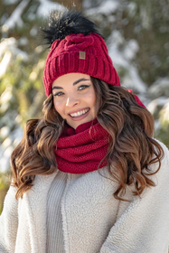Vivisence Ensemble Hiver Chapeau Comin Gants Pour Confort Quotidien, bordeaux