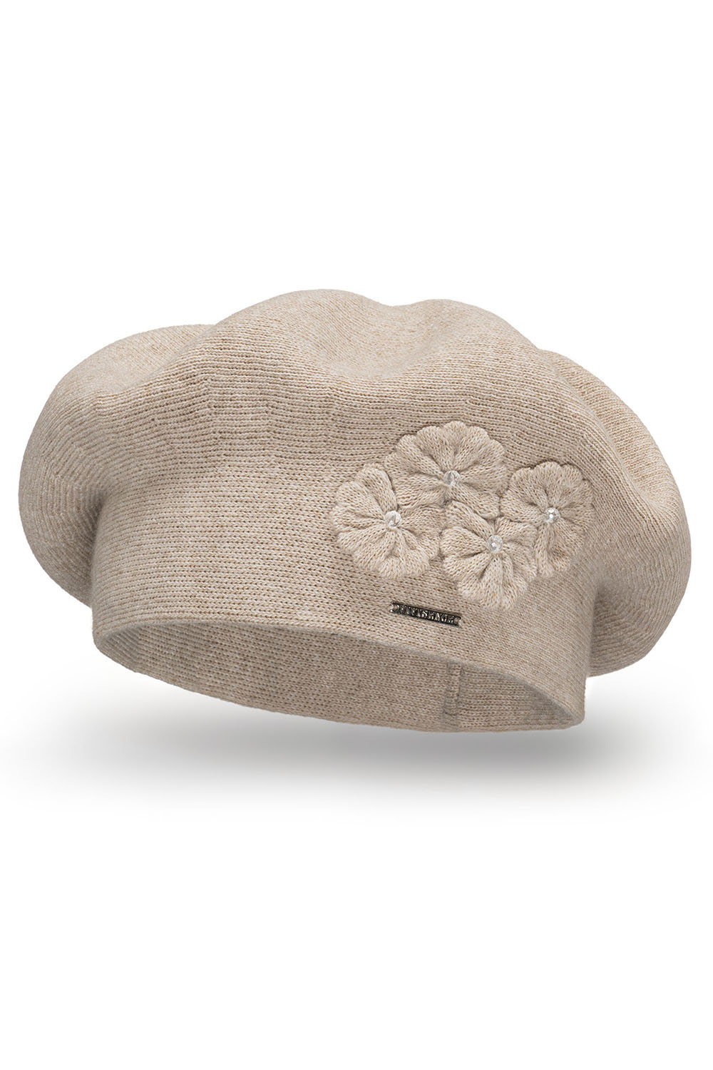 Vivisence Béret Élégant Avec Fleur Pour Femme Chaud Accessoire Automne Hiver 7006, beige