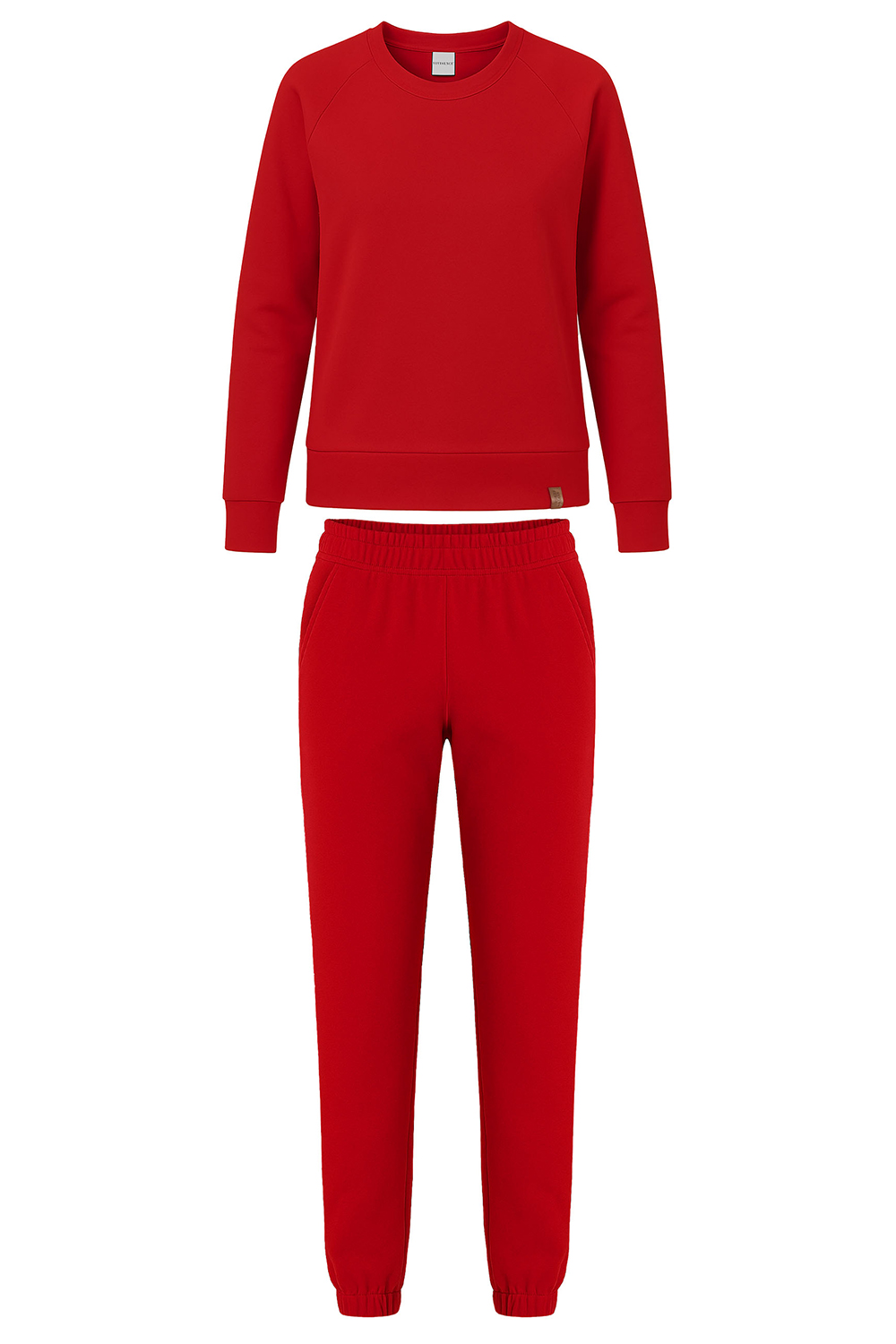 Vivisence Damen Trainingsanzug Baumwolle Bündchen Taschen Alltag Komfort 9204, Rot