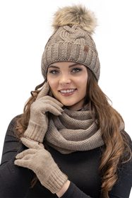 Vivisence Winter Hat With Pom Pom For Women Warm Ideal For Cold Days 7014, beige