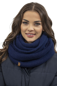 Vivisence Écharpe Tube Tricotée Femme Chaude Et Confortable Pour L’Hiver 7103, bleu foncé