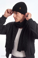 Vivisence Herren Beanie Mütze Merinowolle Seide Wintermütze, schwarz