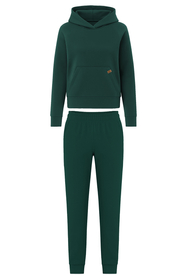 Vivisence Women's Tracksuit Set With Loose Hoodie And Tapered Trousers Stylish Activewear Featuring Elastic Waistband Side Pockets And Ribbed Trims For Daily Comfort,