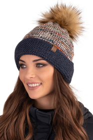 Vivisence Bonnet À Pompon Femme En Fil Chaud Avec Effet Antistatique L’Hiver 7024, bleu foncé