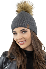 Vivisence Bonnet À Pompon Femme Hiver En Fil Chaud Effet Antistatique 7041, gris foncé