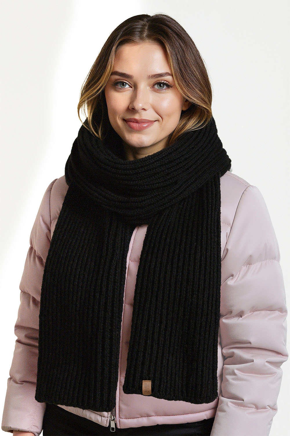 Vivisence Femme Echarpe Hiver Laine Merinos Confort Chaleur Quotidienne, noir