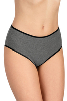 Vivisence Dame Slip Hoher Bund Voll Klassisch Unterhose Baumwolle Alltag 4017, schwarzes Gummiband:graphit 5-pack