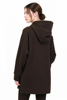 Vivisence Femme Sweat À Capuche Coton Élasthanne Confort Quotidien Douceur, marron