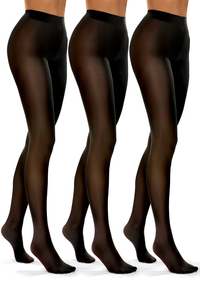 Vivisence Damen Strumpfhose 40 DEN 3Er-Pack Mit Unsichtbarer Zehenverstärkung Komfortabler Bund Ohne Separates Höschenteil Perfekte Passform Elegantes Design, nero