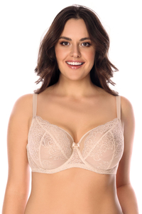 Vivisence Bügel BH Damen Halbgepolstert Mit Spitze Formt Und Stützt Den Tag, beige