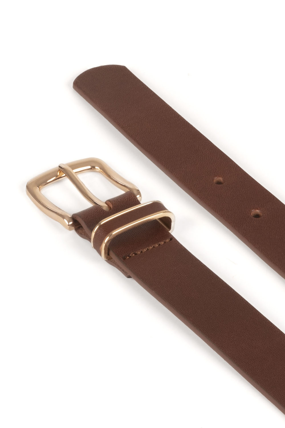 Vivisence Damen Ledergürtel Echtes Leder Goldene Schnalle Klassisch P0001, Braun