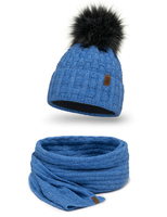 Vivisence Stylish Women's Winter Set Hat With Pompom And Warm Fleece Lining Paired With Classic Matching Scarf Made From Soft And Warm Fabric Perfect For Cold Weather, jeans