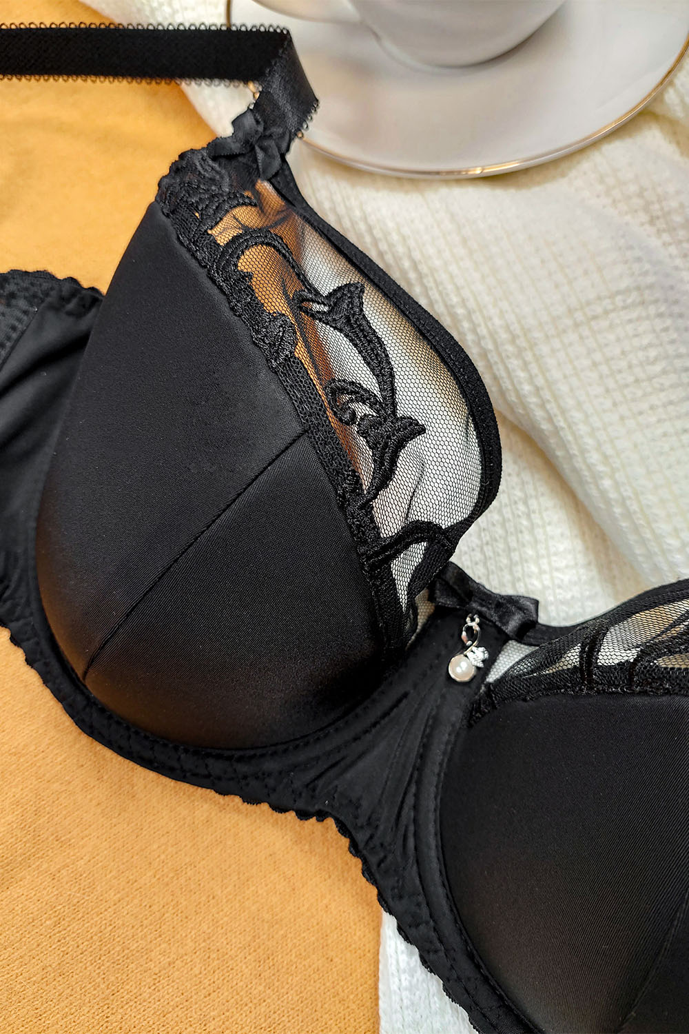 Vivisence femmes soutien-gorge semi-rembourré brodé 1020, noir