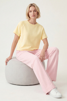 Vivisence T-Shirt Femme Manches Courtes Col Rond Confort Doux Quotidien, banane