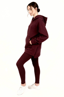 Vivisence Women Loungewear Set Hoodie and Leggings Cotton Blend Comfort Daily, maroon