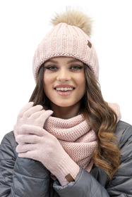 Vivisence Pom Pom Hat For Women Fleece Lined Perfect Fit Winter 70100, Pink