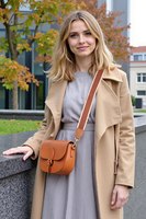 Vivisence Damen Schultertasche Magnetverschluss mit Zierstreifen, Braun