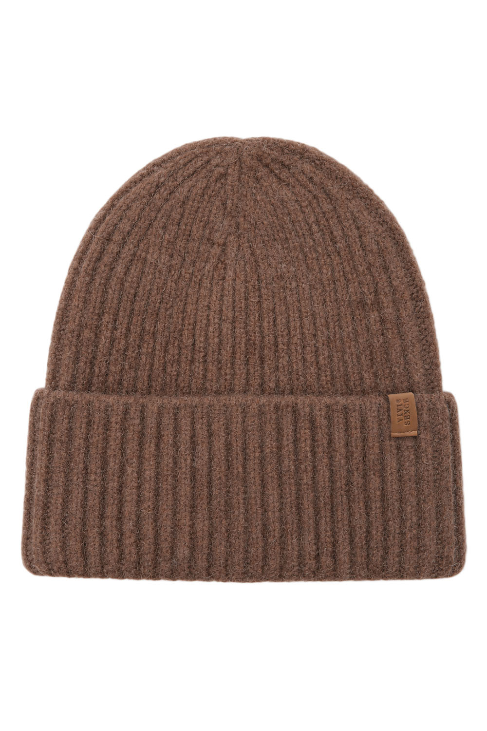 Vivisence Femme bonnet hiver côtelé revers chaud, brun