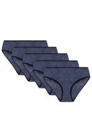 Vivisence Woman Briefs Cotton Midi Bikini Smooth Underwear 4016 5-Pack, black elastic: navy blue 5-pack