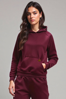Vivisence Women Hoodie Sweatshirt Cotton Hood Pocket Casual Sportswear, maroon