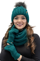 VIVISENCE Wintermütze mit Bommel Damen Warmes Ideal Für Kalte Wintertage 7014, dunkeltürkis