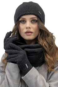 Vivisence Damen Mütze Winter Warmem Wollgarn Klassische Herbst Wintermütze 7087, schwarze Melange