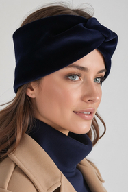 Vivisence Bandeau Femme Hiver Automne Chaud Couvre-chefs d'hiver Confortable Élégant Accessoire Cheveux Entrelacé Devant Tricot Extensible Idéal Journées Froides, bleu marine