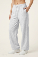 Vivisence Women Wide Leg Pants High Waist Adjustable Cuffs All Day Comfort, grey melange