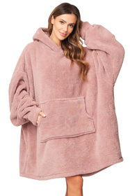 Vivisence Oversized Blanket Hoodie Universal Fit Soft Wearable Blanket Large Front Pocket Soft Material Perfect for Winter Comfort and Gift Ideas, pink