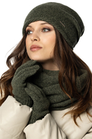 Vivisence Women's Warm Hat Classic Wool Yarn Autumn Winter Extra Style 7087, green melange