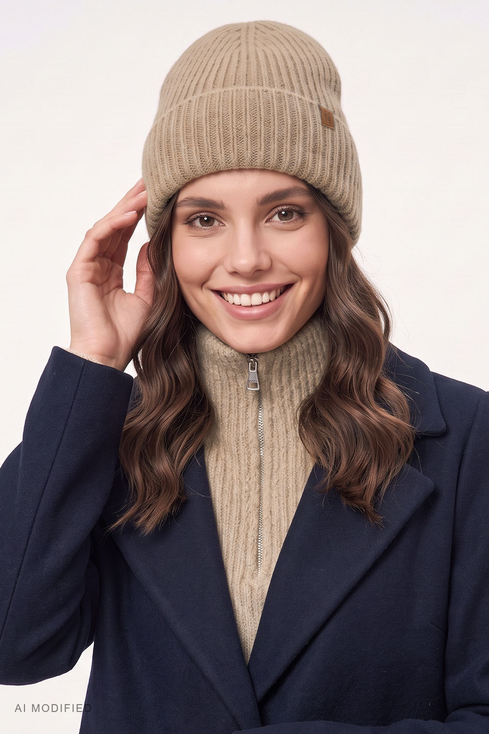 Vivisence Women's Winter Hat Ribbed Cuff Warm, beige