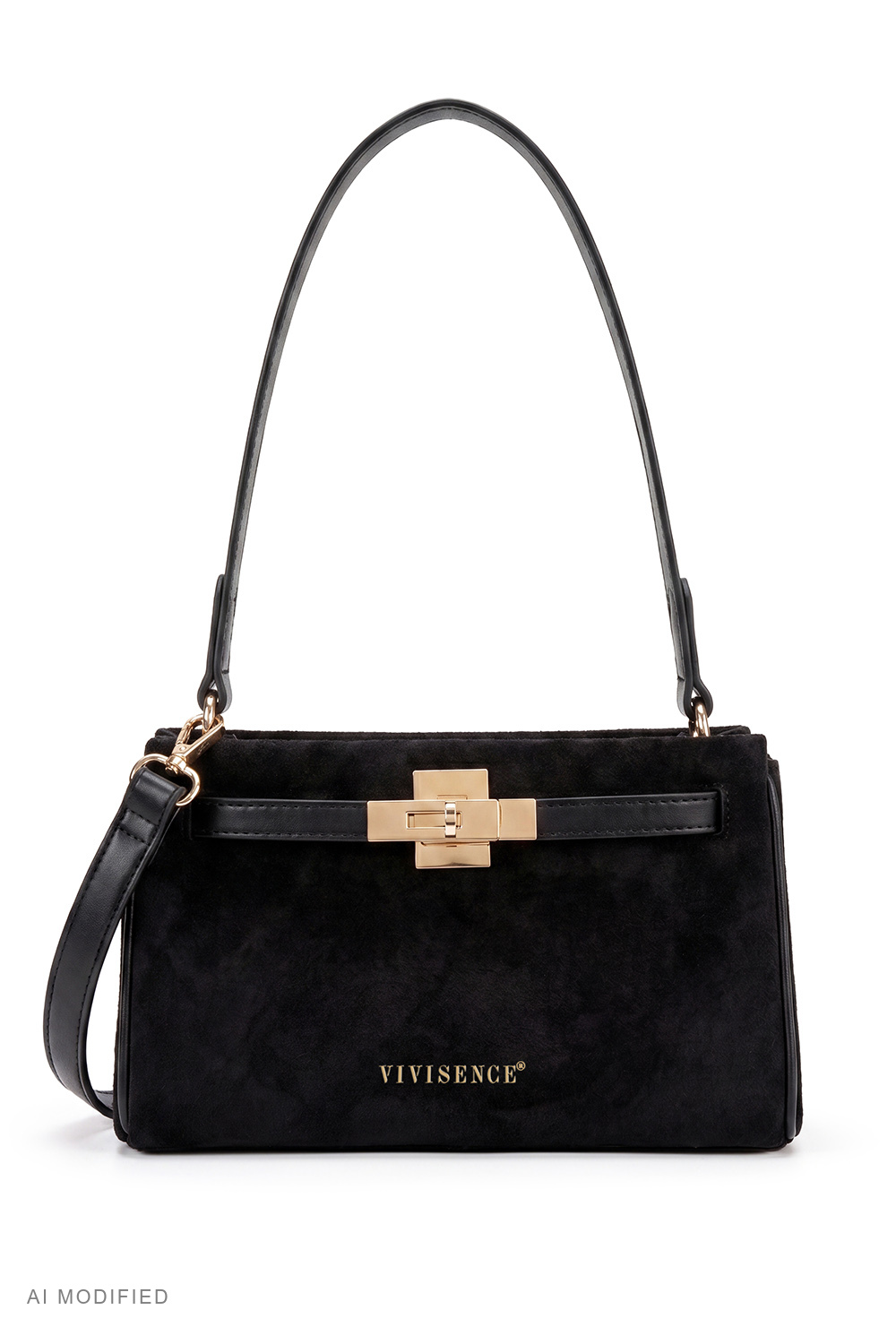 Vivisence Damen Schultertasche aus Polyester, schwarz