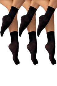 Vivisence Chaussettes Femme Classiques 40 DEN Douces Et Confortables Avec Bords Élastiques Larges Anti-Pression Renfort Invisible Des Orteils Qualité Supérieure Lot De 3 Paires, nero