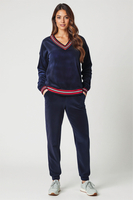 Vivisence Femme Sweat-Shirt Coton Encolure en V Perfeit Confort Quotidien 9001, bleu marine