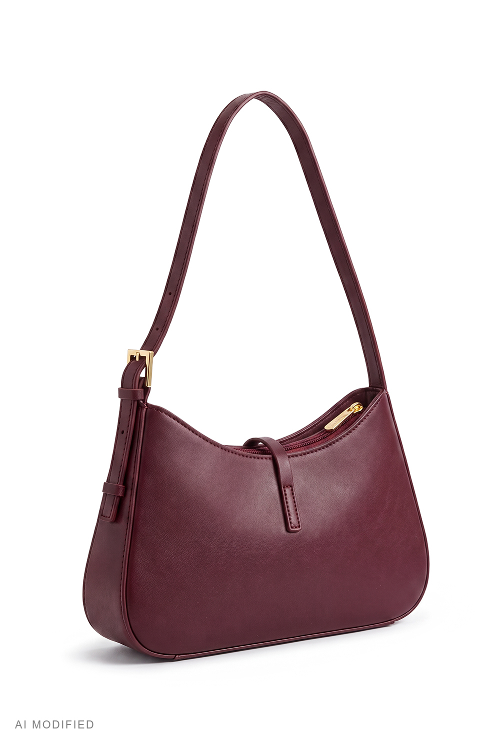 Vivisence Sac à bandoulière T0046, polyuréthane, sac baguette femme, bordeaux
