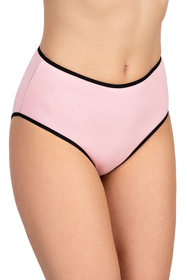 Vivisence Woman Briefs Cotton Smooth High Waist Underwear 4017 3-Pack, black elastic: pink