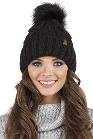 VIVISENCE Wintermütze mit Bommel Damen Warmes Ideal Für Kalte Wintertage 7014, schwarz