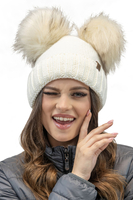 Vivisence Bonnet Femme Hiver Avec Deux Pompons En Fil Chaud Antistatique 70106, écru
