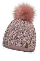Vivisence Women's Winter Pom-Pom Hat Made From Soft And Warm Two-Colored Yarn With Soft Antistatic Fleece Lining Perfect Fit Design For Warmth And Style During Cold Winter Days, pink